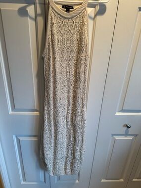 INC International Concepts Cream Open-Knit Maxi Dress